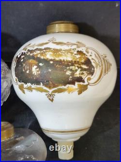 5 lot Sandwich Glass, Atterbury, etc. Oil Lamp Peg Fonts 1870s Antique Parts