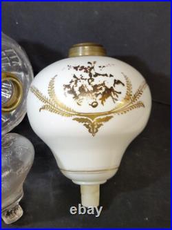 5 lot Sandwich Glass, Atterbury, etc. Oil Lamp Peg Fonts 1870s Antique Parts