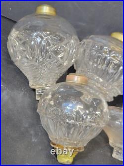 5 lot Sandwich Glass, Atterbury, etc. Oil Lamp Peg Fonts 1870s Antique Parts
