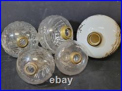 5 lot Sandwich Glass, Atterbury, etc. Oil Lamp Peg Fonts 1870s Antique Parts