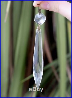 60 vintage French U-drop Crystal Glass Prism oil Lamp Chandelier Part brass pins