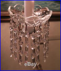 6 Antique CUT crystal glass lamp bobeche Part Vintage Chandelier prism garlands