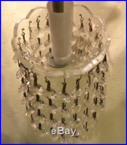 6 Antique CUT crystal glass lamp bobeche Part Vintage Chandelier prism garlands
