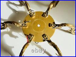 6 Antique Chandelier SIX ARMS BRANCHES PARTS RESTORE BRONZE With CENTER PLATE