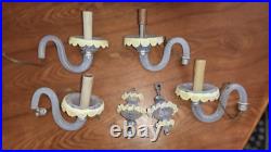 6 Piece Vtg Venetian Murano Glass Chandelier parts Blue Opalescent