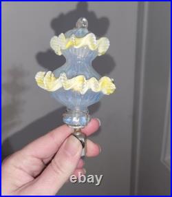 6 Piece Vtg Venetian Murano Glass Chandelier parts Blue Opalescent