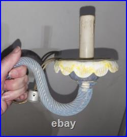 6 Piece Vtg Venetian Murano Glass Chandelier parts Blue Opalescent