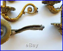 6 Vintage CHANDELIER Lamp ARM Parts / ORNATE BRASS / BRONZE