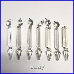 6+ Vintage Crystal Prisms 5 in. Chandelier Lamp Parts Lot Spear Icicles