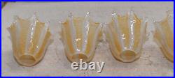 6 vintage tulip lily glass lamp shade collectible light parts lot golden gold