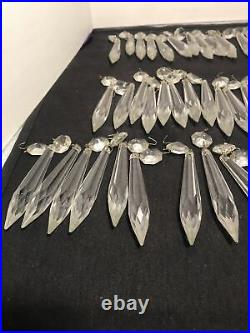 79 Vintage Octagon Glass Crystal Spear Prism Lamp Chandelier Parts Read Desc