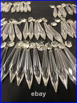 79 Vintage Octagon Glass Crystal Spear Prism Lamp Chandelier Parts Read Desc