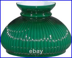 7 Inch Diameter Plain Top Rib Design Cased Green over Opal Glass Lamp Shade