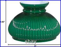 7 Inch Diameter Plain Top Rib Design Cased Green over Opal Glass Lamp Shade