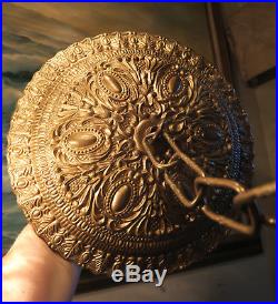 9.75 Rosette Brass Bronze Ceiling canopy intricate lamp chandelier part Vintage