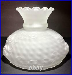 9 7/8 Fit Satin Frost Oil Kerosene Dimpled Rose Glass Lamp Shade Globe Vintage