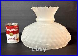 9 7/8 Fit Satin Frost Oil Kerosene Dimpled Rose Glass Lamp Shade Globe Vintage