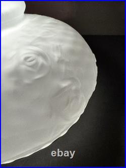 9 7/8 Fit Satin Frost Oil Kerosene Dimpled Rose Glass Lamp Shade Globe Vintage