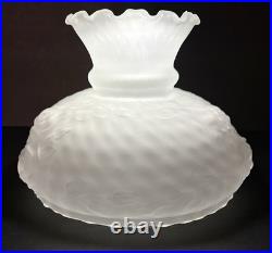 9 7/8 Fit Satin Frost Oil Kerosene Dimpled Rose Glass Lamp Shade Globe Vintage