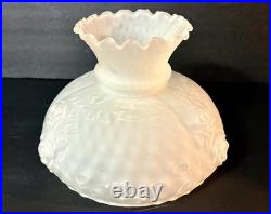 9 7/8 Fit Satin Frost Oil Kerosene Dimpled Rose Glass Lamp Shade Globe Vintage