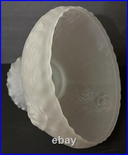 9 7/8 Fit Satin Frost Oil Kerosene Dimpled Rose Glass Lamp Shade Globe Vintage
