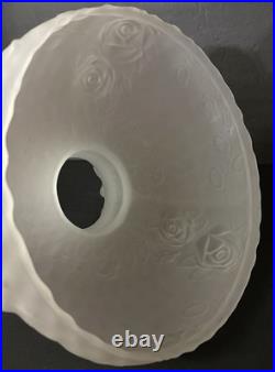 9 7/8 Fit Satin Frost Oil Kerosene Dimpled Rose Glass Lamp Shade Globe Vintage