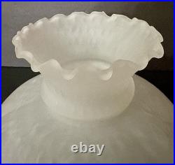 9 7/8 Fit Satin Frost Oil Kerosene Dimpled Rose Glass Lamp Shade Globe Vintage