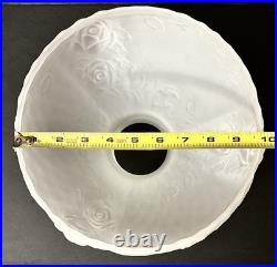 9 7/8 Fit Satin Frost Oil Kerosene Dimpled Rose Glass Lamp Shade Globe Vintage