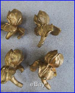 9 flower finial lamp Brass candelabra part vintage French Dore Flower Bronze wow