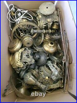 ABSOLUTELY HUGE Antique/ Vintage Light Fixture Lamp Parts Angels Bases Bell Ring