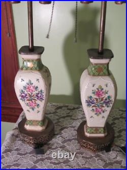 ANTIQUE 1800'S EDME SAMSON France Coat of Arms Amorial Porcelain Vase LAMPS