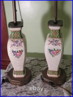 ANTIQUE 1800'S EDME SAMSON France Coat of Arms Amorial Porcelain Vase LAMPS
