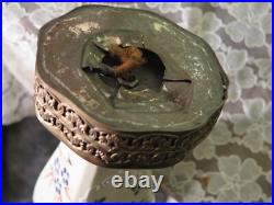 ANTIQUE 1800'S EDME SAMSON France Coat of Arms Amorial Porcelain Vase LAMPS