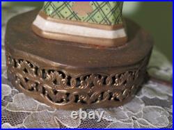 ANTIQUE 1800'S EDME SAMSON France Coat of Arms Amorial Porcelain Vase LAMPS