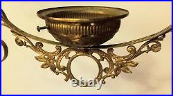 ANTIQUE BRASS FRAME for LIBRARY HANGING OIL LAMP Parts/Restore Accepts 14 shade