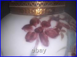 ANTIQUE Miller B & H Era GLASS SHADE VICTORIAN HANGING BRASS LIBRARY OIL LAMP