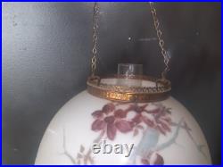 ANTIQUE Miller B & H Era GLASS SHADE VICTORIAN HANGING BRASS LIBRARY OIL LAMP