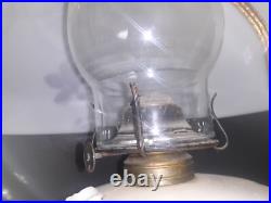 ANTIQUE Miller B & H Era GLASS SHADE VICTORIAN HANGING BRASS LIBRARY OIL LAMP