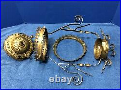 ANTIQUE Victorian HANGING Oil Lamp ORNATE Brass LIBRARY Ceiling PARTS (30F)
