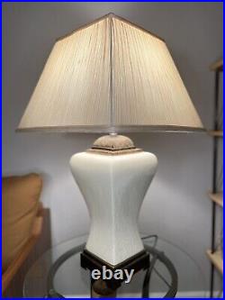 Aged Ivory Glazed Crackle Porcelain Lamp, High-Style, Transitional, Vintage