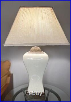 Aged Ivory Glazed Crackle Porcelain Lamp, High-Style, Transitional, Vintage