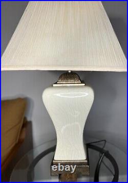 Aged Ivory Glazed Crackle Porcelain Lamp, High-Style, Transitional, Vintage