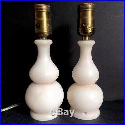 Alabaster Table Lamp Pair Blush Pink 8.5 Vtg Deco Marble AS-IS Parts/Repair