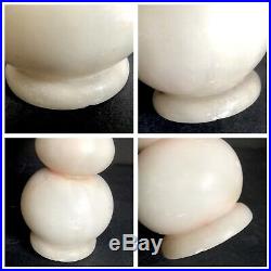 Alabaster Table Lamp Pair Blush Pink 8.5 Vtg Deco Marble AS-IS Parts/Repair