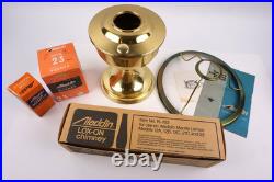 Aladdin Brass Oil Lamp Parts Lot Model 23 Base, Burner, Mantle, Lox-On Chimney