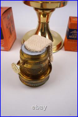 Aladdin Brass Oil Lamp Parts Lot Model 23 Base, Burner, Mantle, Lox-On Chimney