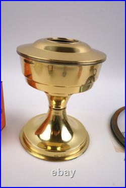 Aladdin Brass Oil Lamp Parts Lot Model 23 Base, Burner, Mantle, Lox-On Chimney