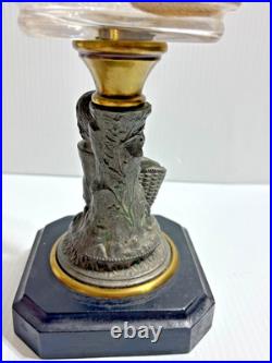 Antique 1870's Victorian Oil Lamp Cast Figural Boy w Lamb Metal 12 Child P&A