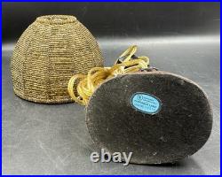 Antique ART NOUVEAU Deco Lady Dancer Metal Lamp Beaded Shade Parts Only