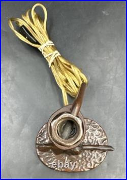 Antique ART NOUVEAU Deco Lady Dancer Metal Lamp Beaded Shade Parts Only